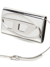 Diesel 1DR Silver Calf Leather Wallet on Chain with Adjustable Strap Silver