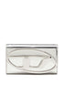 Diesel 1DR Silver Calf Leather Wallet on Chain with Adjustable Strap Silver