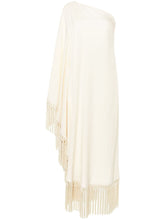 Taller Marmo Pre One-Shoulder Fringed Crepe Kaftan Dress Ivory