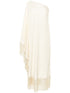 Taller Marmo Pre One-Shoulder Fringed Crepe Kaftan Dress Ivory