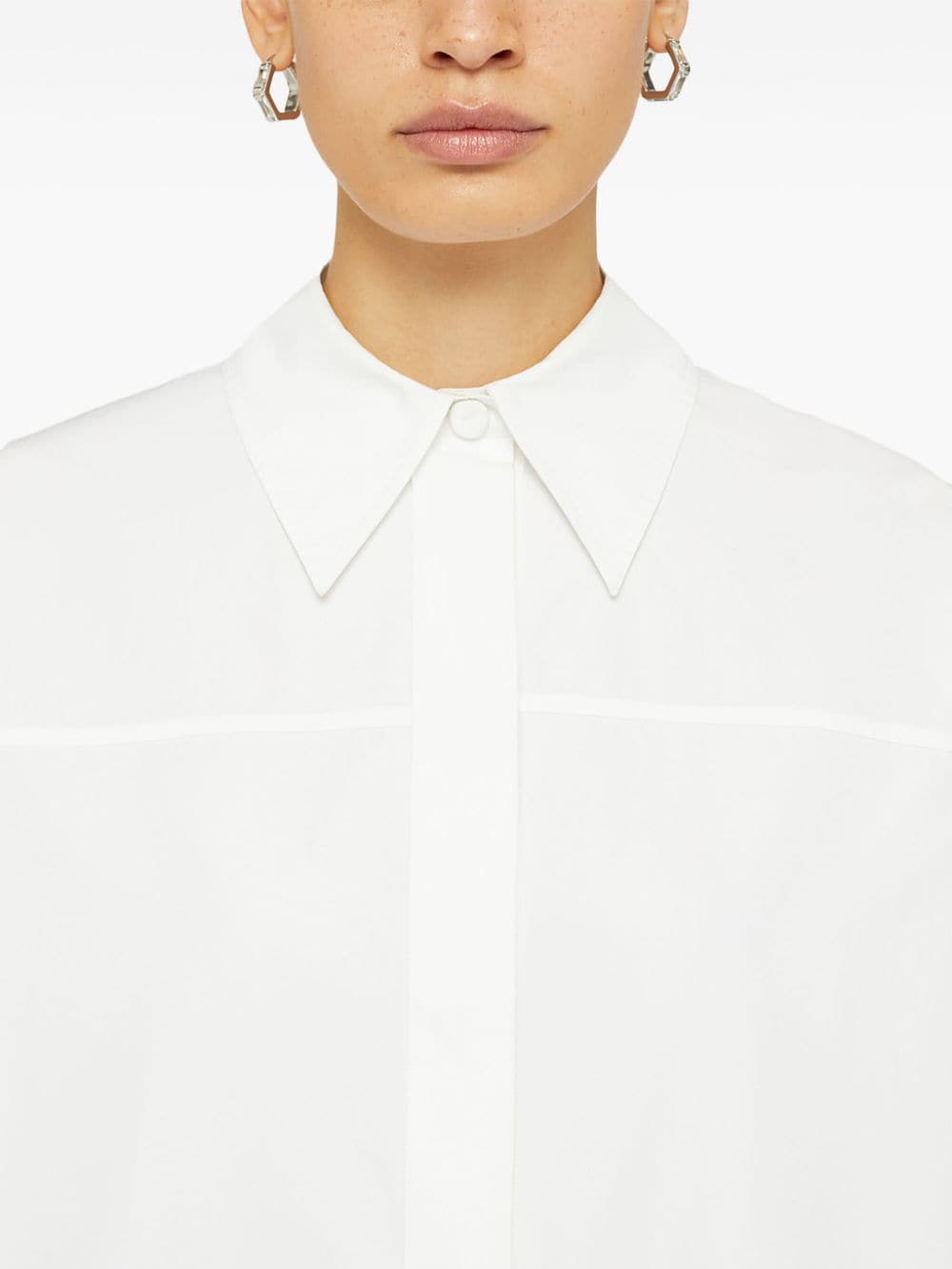 Jil Sander Cotton Shirt Dress With High-Low Hem White White