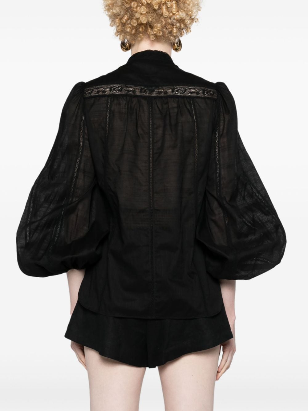 Zimmermann Lace-Trimmed Cotton Shirt Black Black