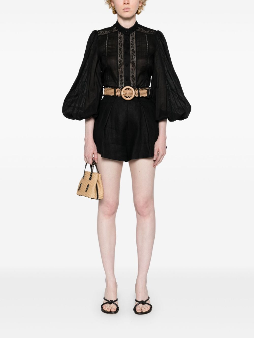 Zimmermann Lace-Trimmed Cotton Shirt Black Black