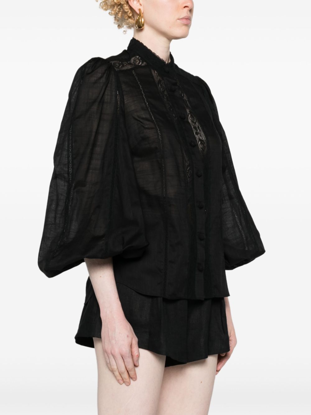Zimmermann Lace-Trimmed Cotton Shirt Black Black