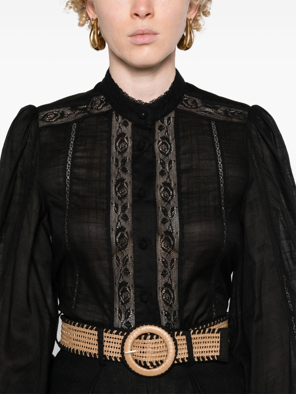 Zimmermann Lace-Trimmed Cotton Shirt Black Black