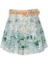 Zimmermann High-Waist Paisley Linen Shorts Green