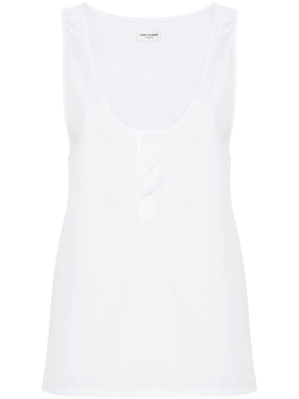 Saint Laurent Cotton Poplin Sleeveless Top White
