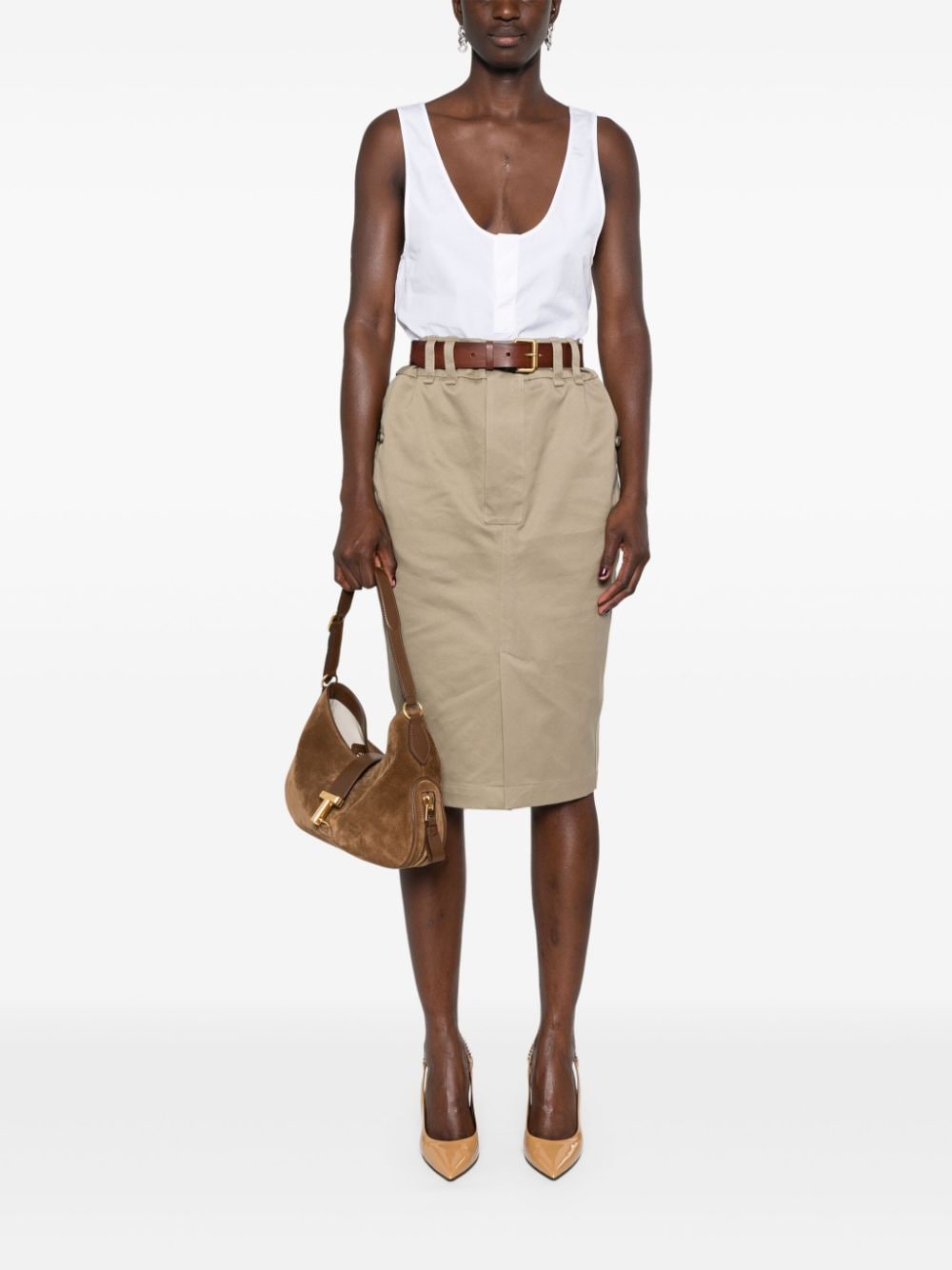 Saint Laurent Cotton Poplin Sleeveless Top White