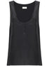 Saint Laurent Silk Satin Sleeveless Henley Top Grey