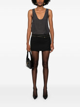 Saint Laurent Silk Satin Sleeveless Henley Top Grey