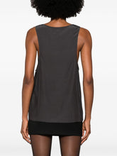 Saint Laurent Silk Satin Sleeveless Henley Top Grey