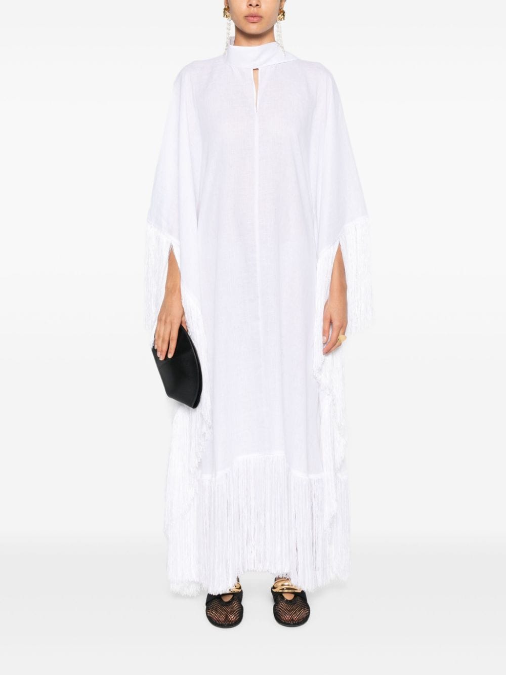 TALLER MARMO PRE Fringed Kaftan Sea Dress White