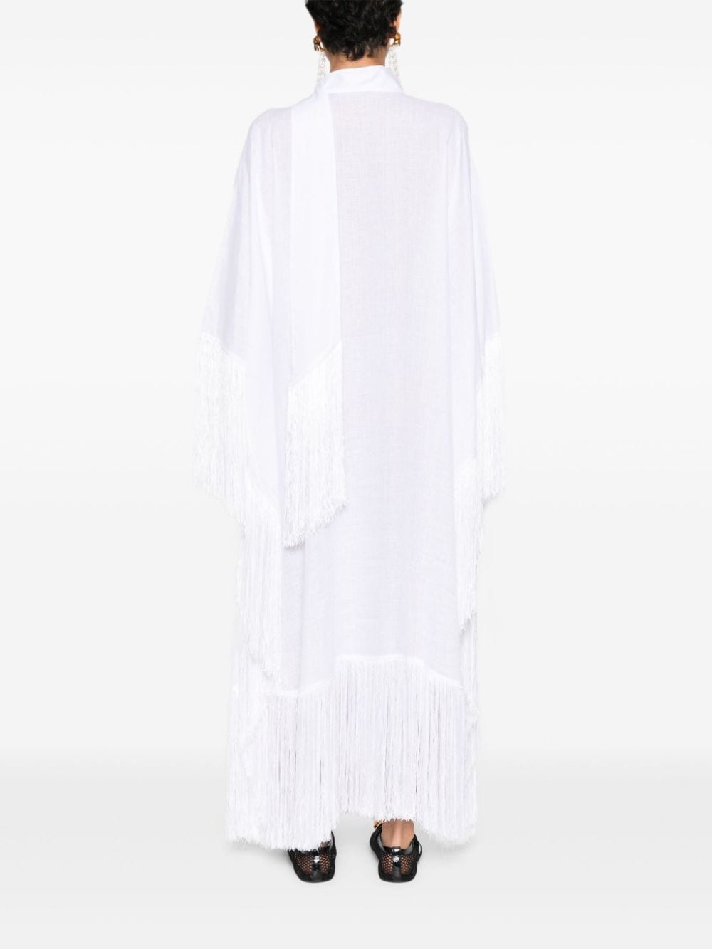 TALLER MARMO PRE Fringed Kaftan Sea Dress White