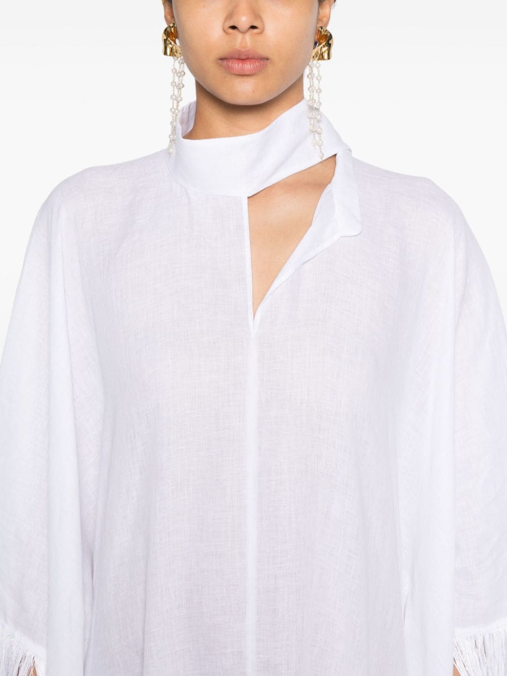 TALLER MARMO PRE Fringed Kaftan Sea Dress White