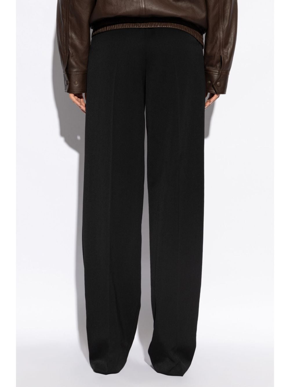 Saint Laurent Grain de Poudre Wool High-Waisted Trousers Black