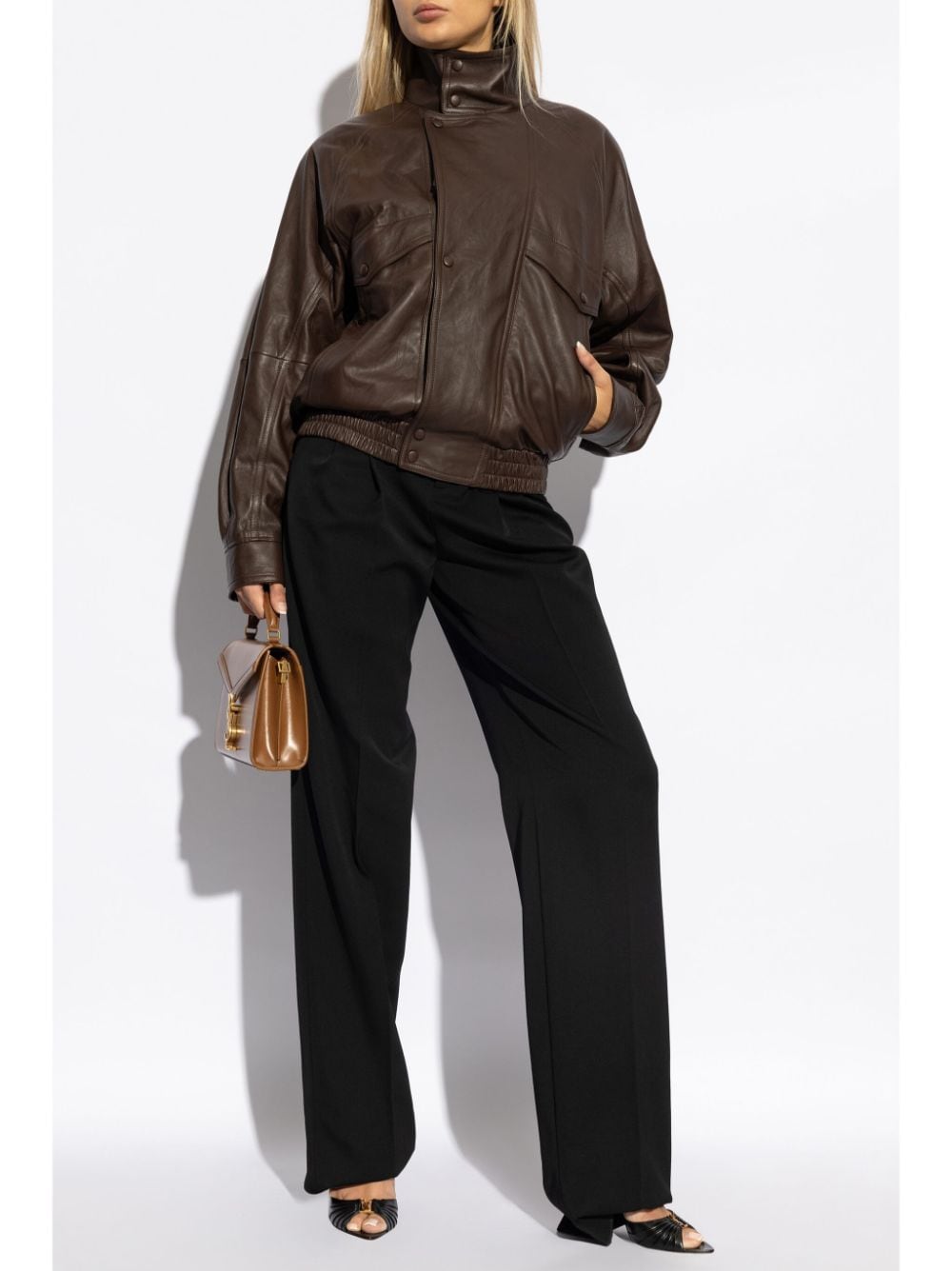 Saint Laurent Grain de Poudre Wool High-Waisted Trousers Black
