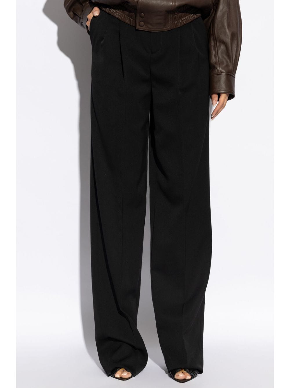Saint Laurent Grain de Poudre Wool High-Waisted Trousers Black