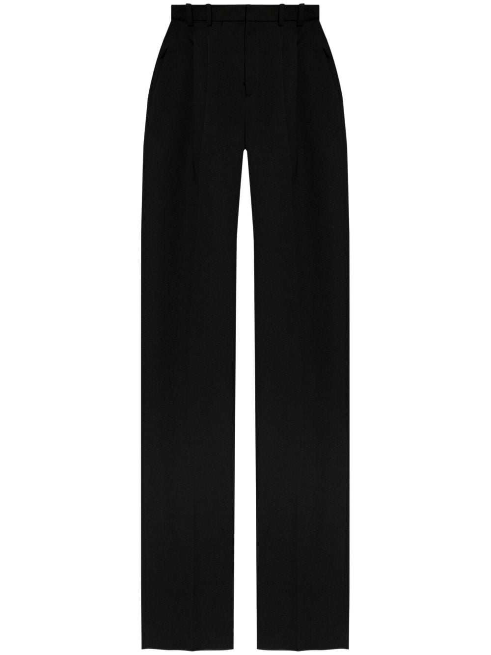 Saint Laurent Grain de Poudre Wool High-Waisted Trousers Black