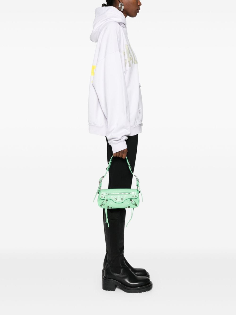 Balenciaga Le Cagole XS Green Leather Shoulder Bag Green