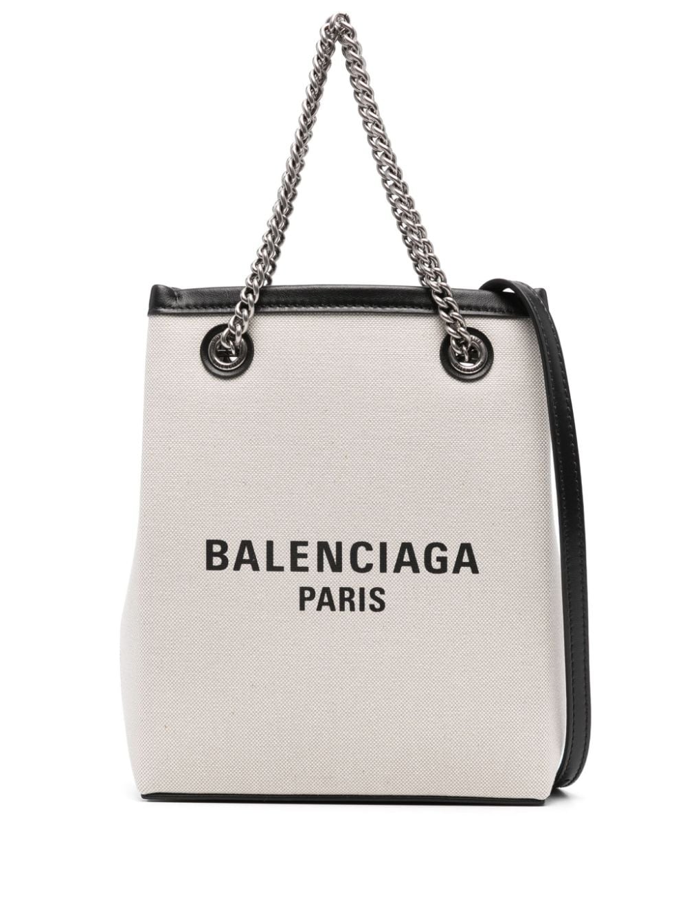 Balenciaga Phone Holder Shoulder Bag in Beige Canvas and Leather beige
