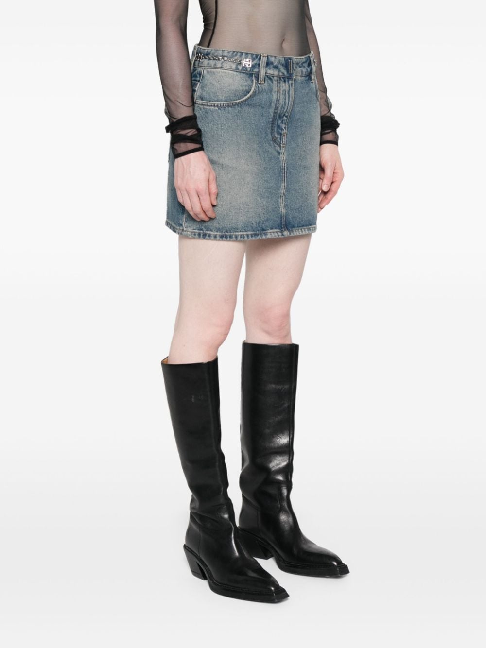 Givenchy 4G Denim Mini Skirts Blue