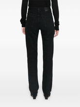 Saint Laurent Straight-Leg Black Denim Jeans with Logo Patch Black