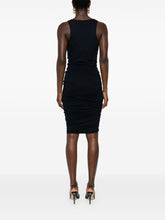 Saint Laurent Ruched V-Neck Sleeveless Mini Dress Blue