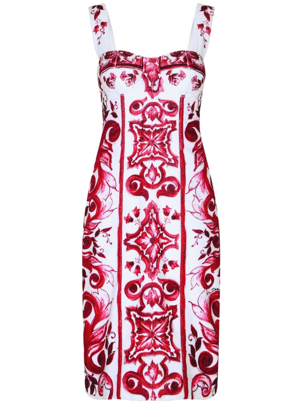 Dolce & Gabbana Maiolica Graphic-Print Seeveless Dress Fuchsia