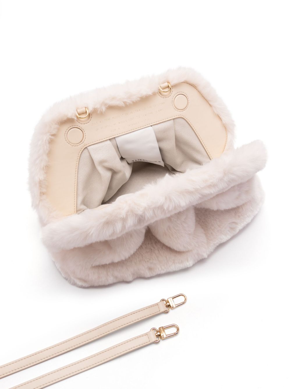 Themoirè Faux-Fur Tia Clutch Bag Cream