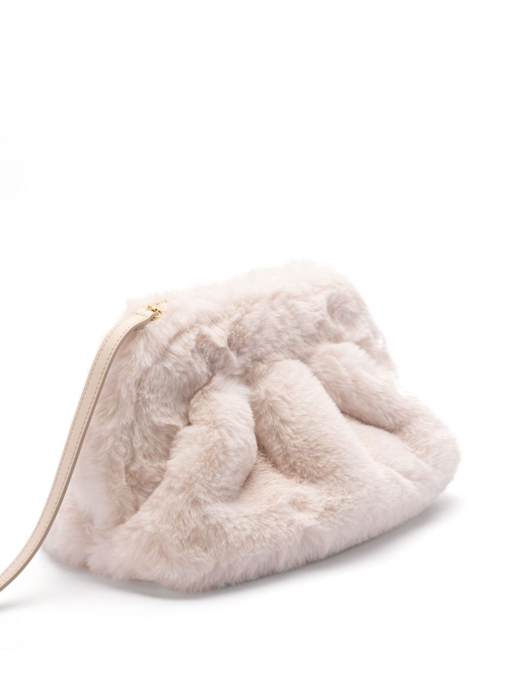 Themoirè Faux-Fur Tia Clutch Bag Cream