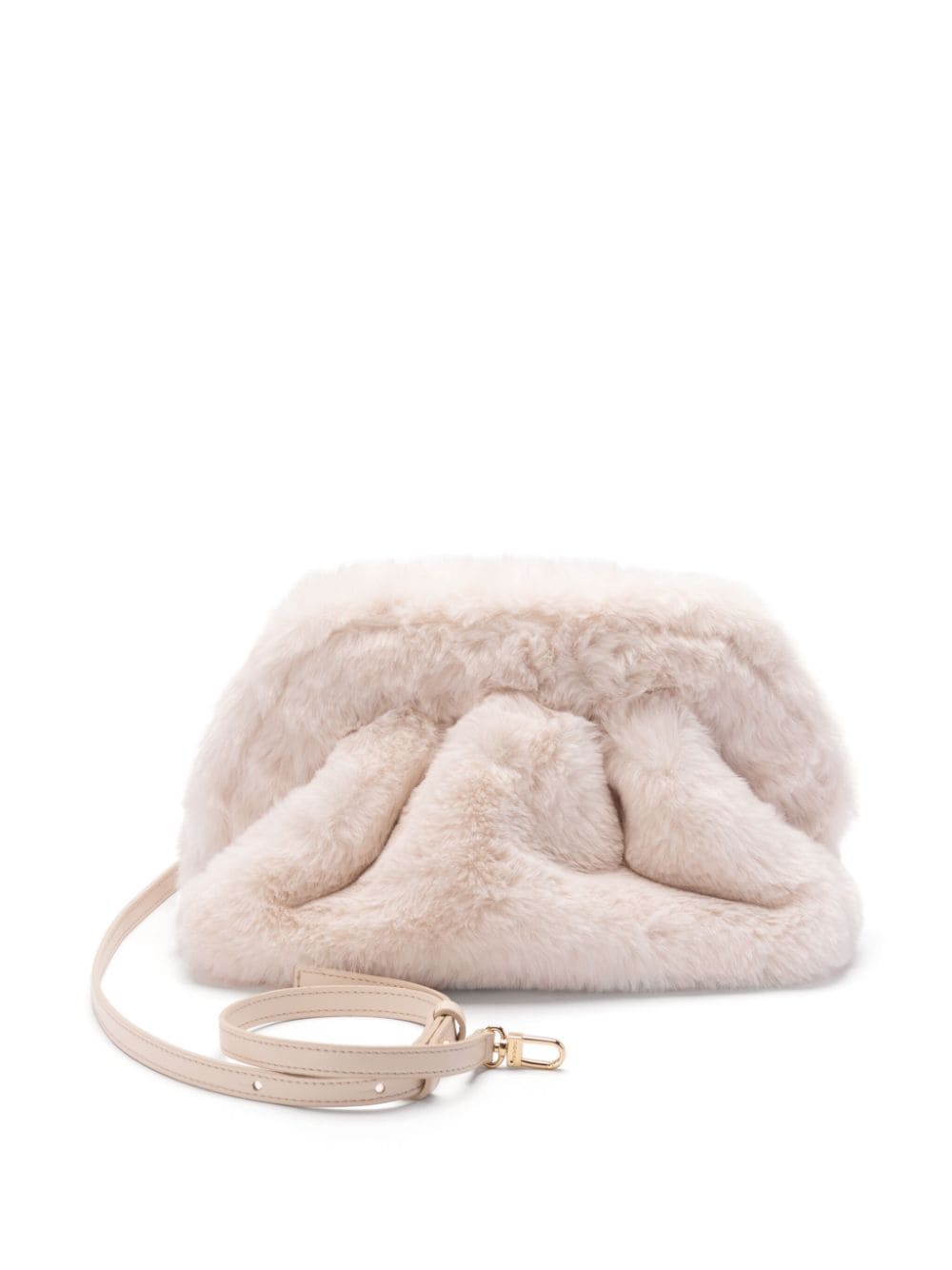 Themoirè Faux-Fur Tia Clutch Bag Cream