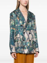 Pierre Louis Mascia Double-Breasted Printed Silk Jacket Beige