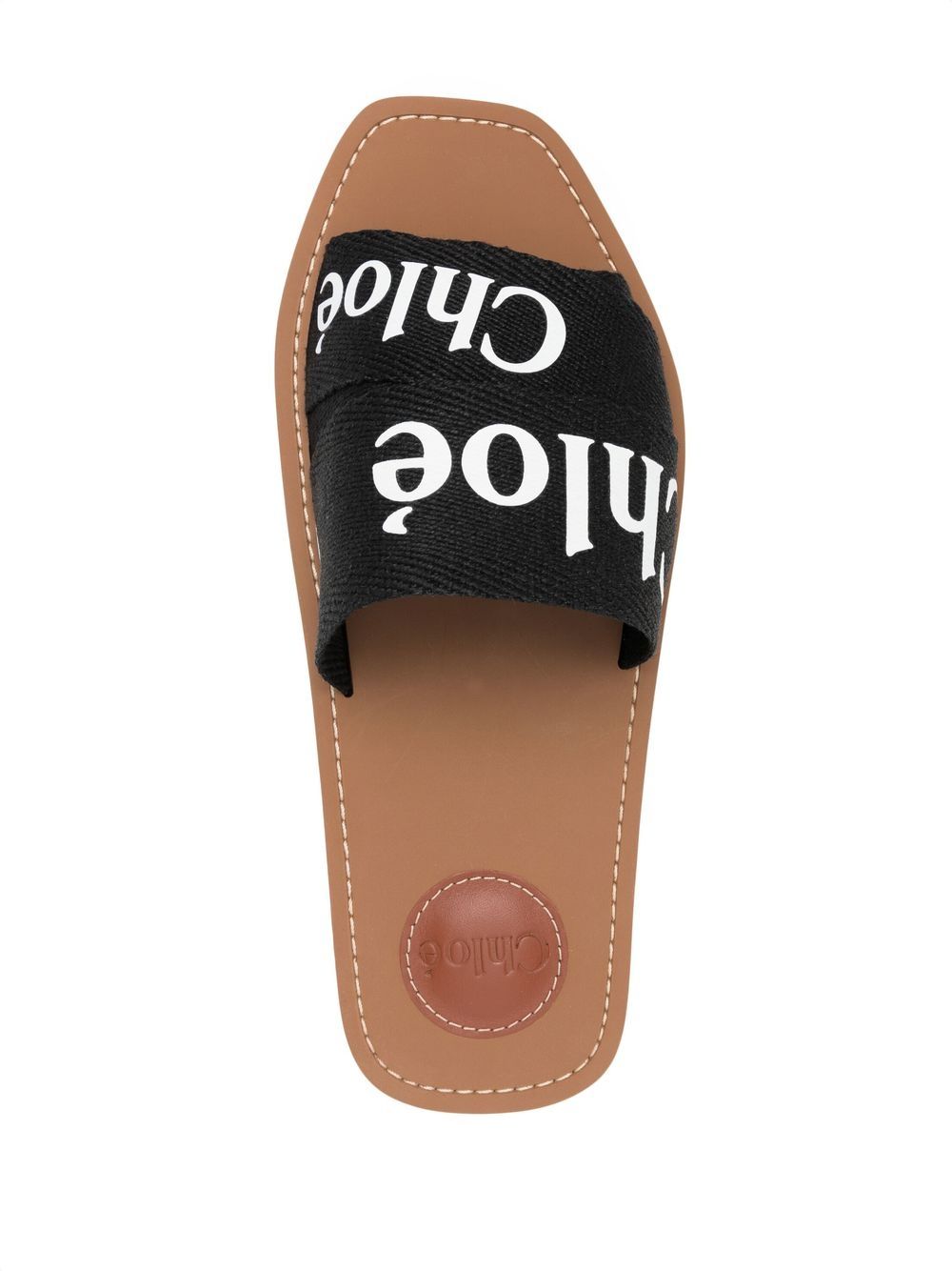 Chloé Woody Logo Flat Slides Black