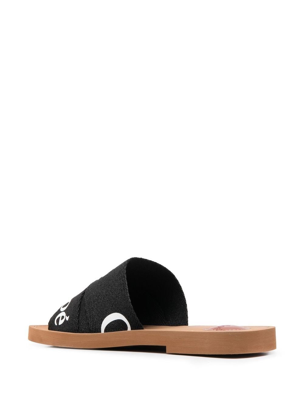 Chloé Woody Logo Flat Slides Black