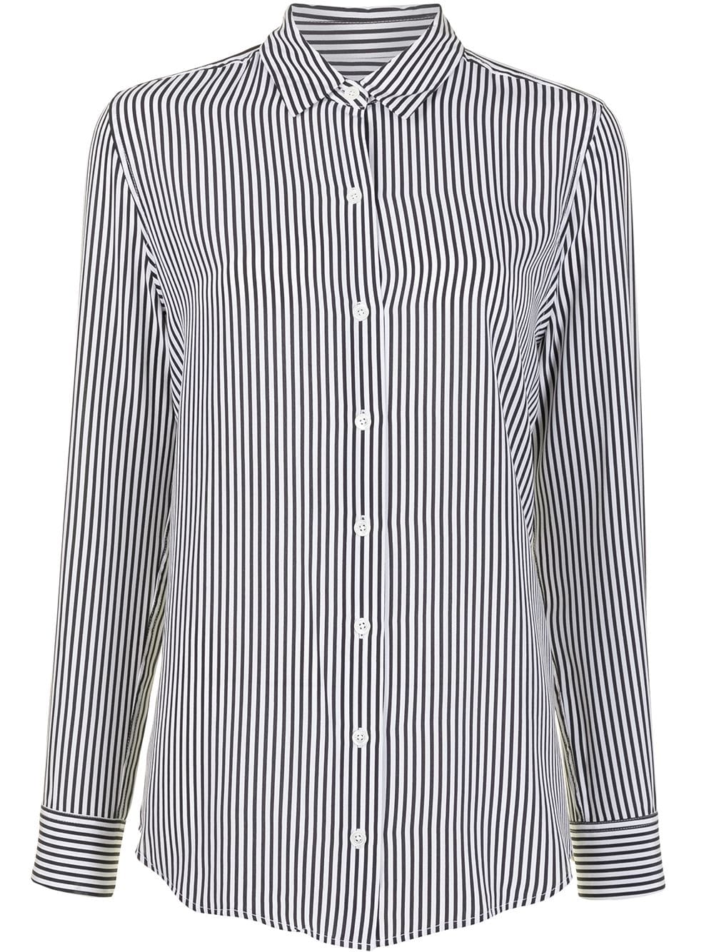 Equipment Striped Silk Shirt with Classic Collar White White