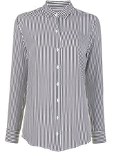 Equipment Striped Silk Shirt with Classic Collar White White