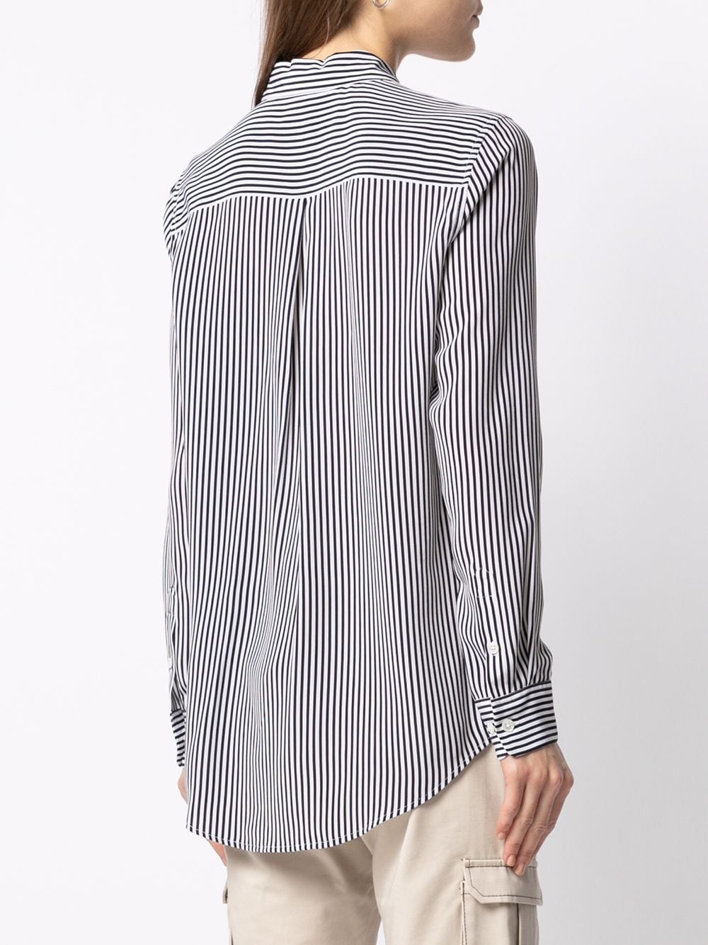 Equipment Striped Silk Shirt with Classic Collar White White