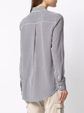 Equipment Striped Silk Shirt with Classic Collar White White