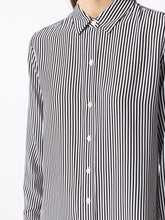 Equipment Striped Silk Shirt with Classic Collar White White