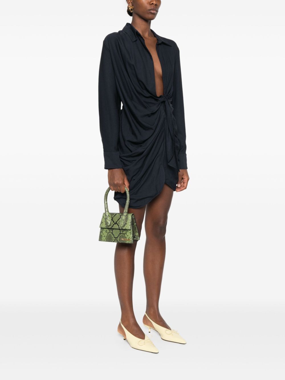 Jacquemus Le Chiquito Moyen Snakeskin-Effect Leather Tote Bag Green