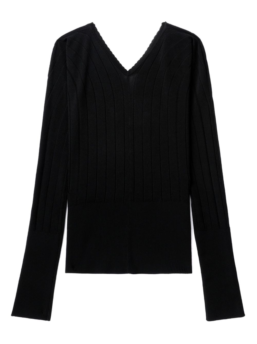 JACQUEMUS Le Haut Pralu Ribbed V-Neck Sweater Black black