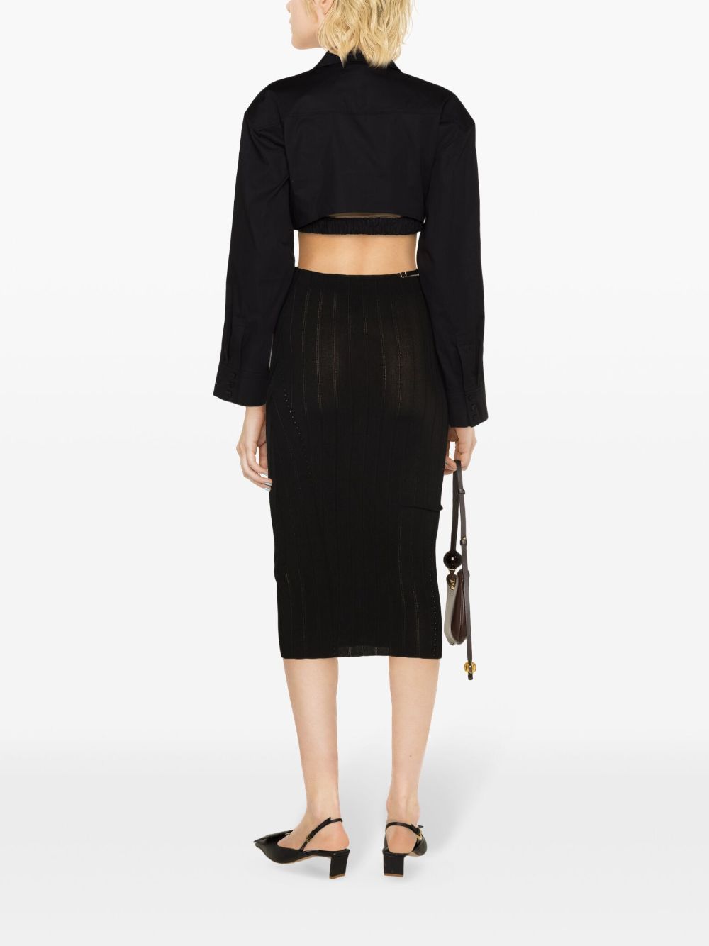JACQUEMUS Pralu Knit Pencil Midi Skirt Black