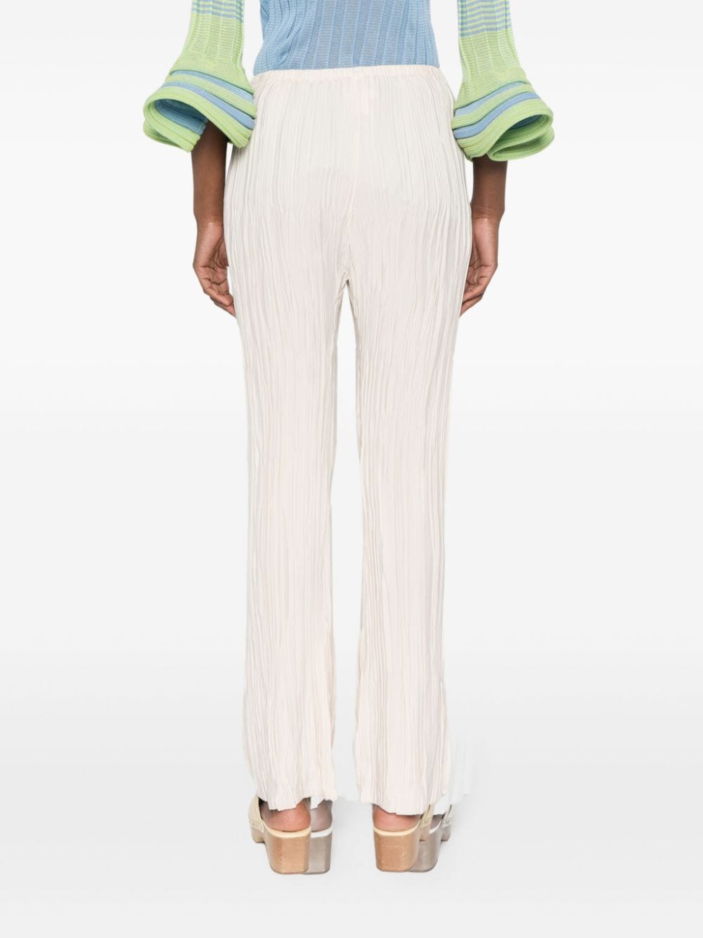 Forte Forte High-Waisted Pleated Crepe Straight-Leg Trousers Ivory