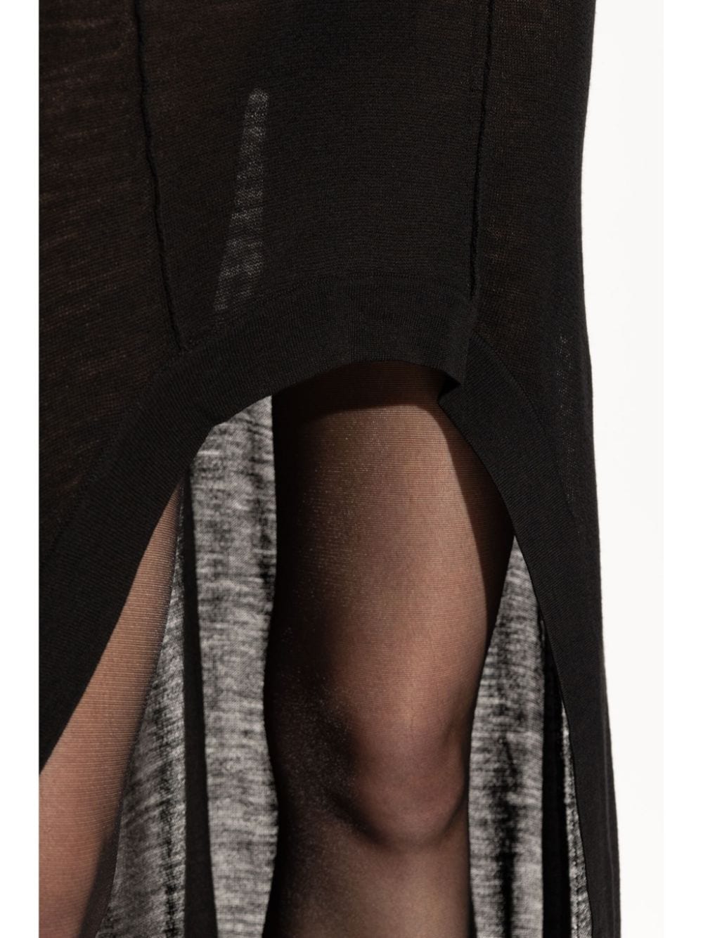 Saint Laurent Asymmetric Wool-Blend Long Dress Black