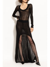 Saint Laurent Asymmetric Wool-Blend Long Dress Black