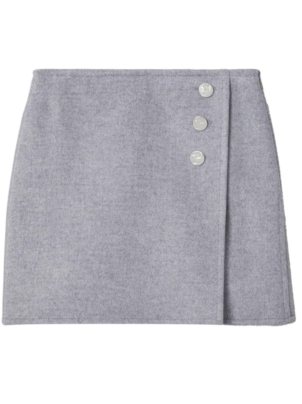 Tory Burch Grey Wool Mélange Faux Wrap Mini Skirt Grey