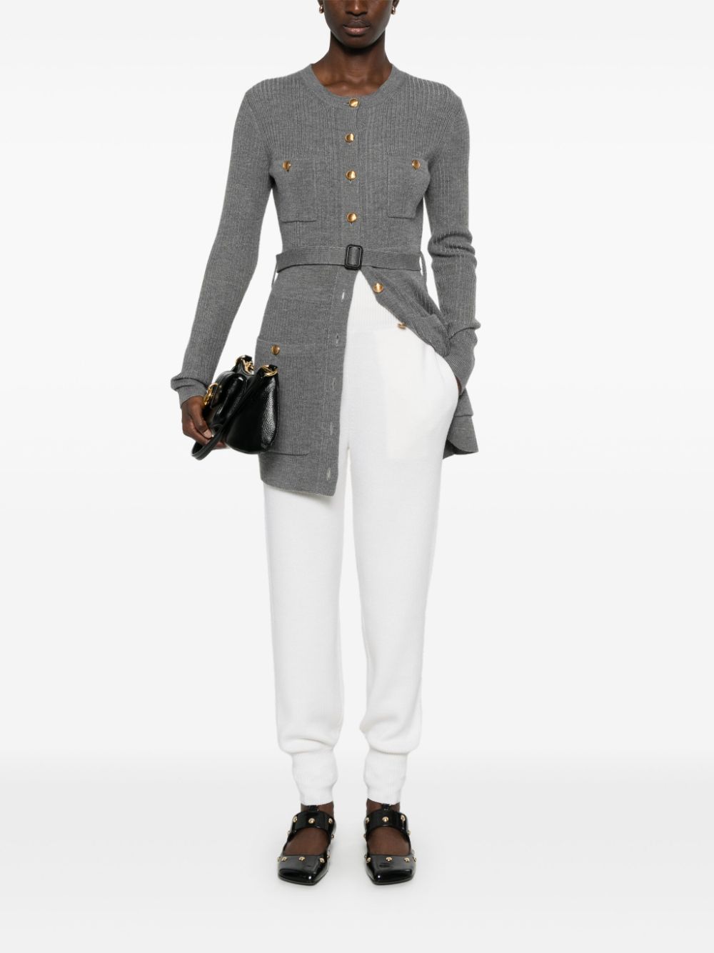 Chloè High-Waisted Knitted Wool Tapered Trousers White White