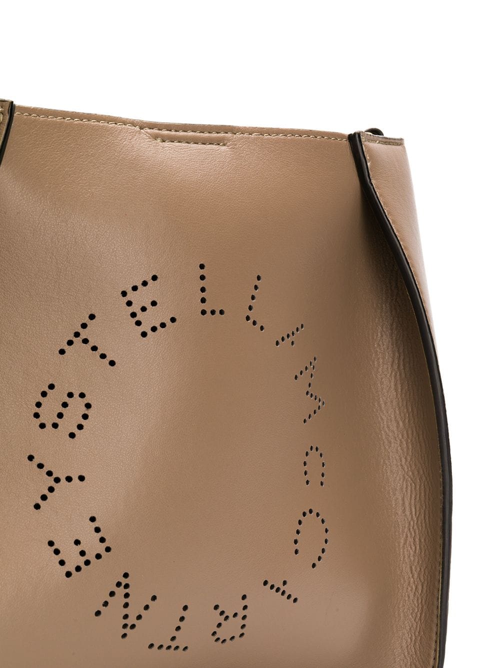 Stella McCartney Logo Perforated Beige Shoulder Bag