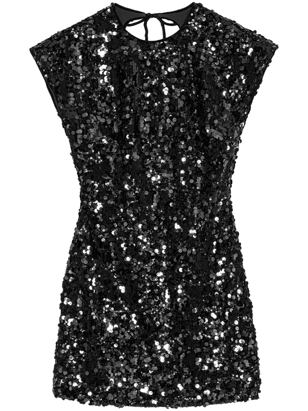Ganni Velvet Sequin Embellished Mini Dress Black