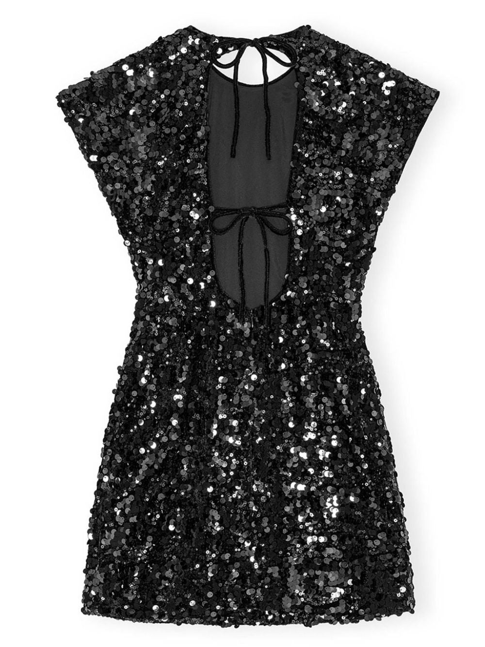 Ganni Velvet Sequin Embellished Mini Dress Black